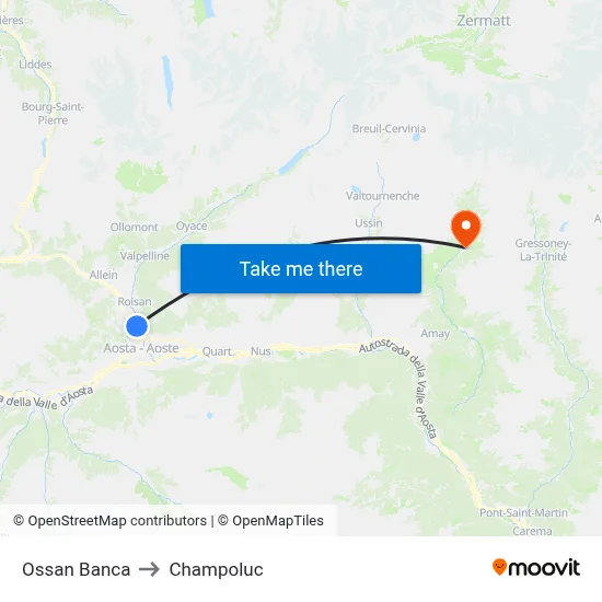 Ossan Bank to Champoluc map