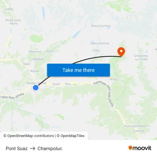 Pont Suaz to Champoluc map