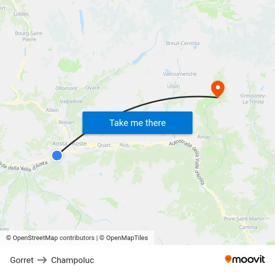 Gorret to Champoluc map