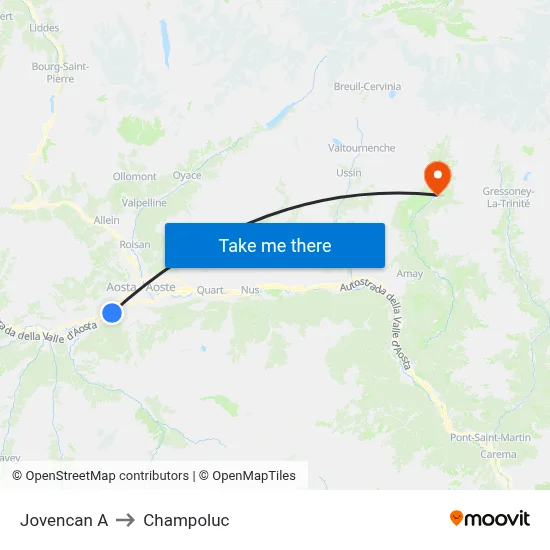 Jovencan A to Champoluc map