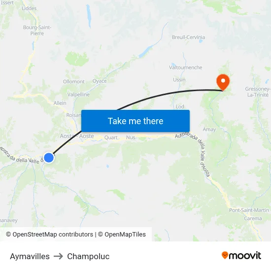 Aymavilles to Champoluc map
