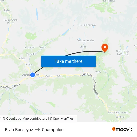 Busseyaz Junction to Champoluc map