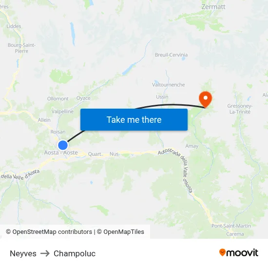 Neyves to Champoluc map