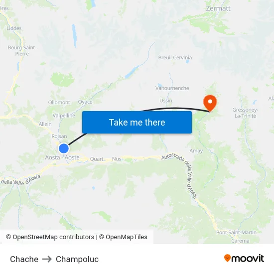 Chache to Champoluc map