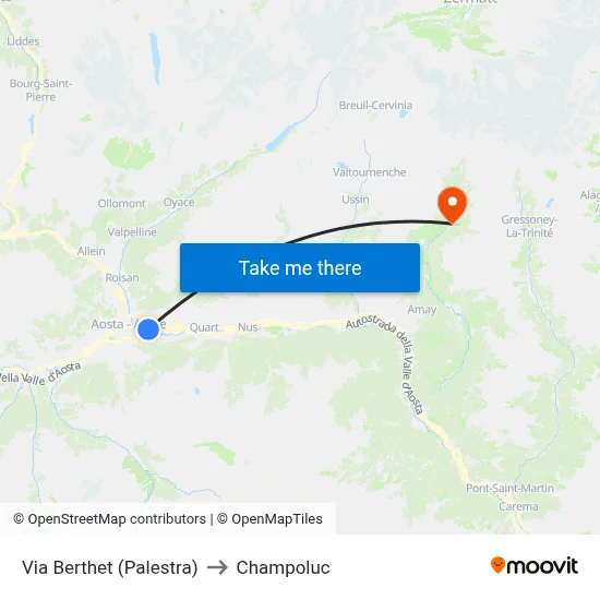 Via Berthet (Gymnasium) to Champoluc map