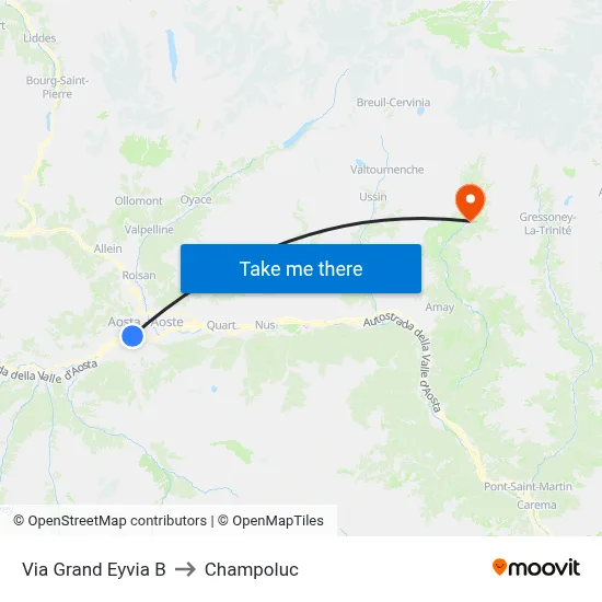 Via Grand Eyvia B to Champoluc map