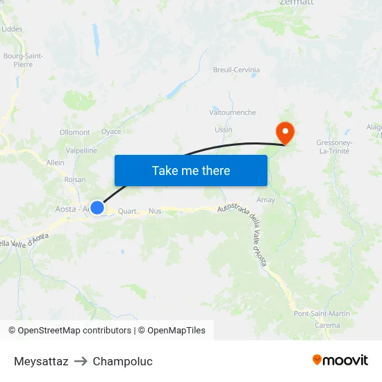 Meysattaz to Champoluc map