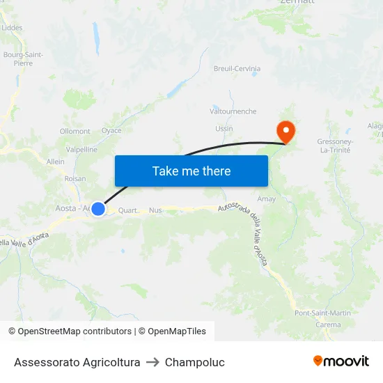 Agriculture Department to Champoluc map