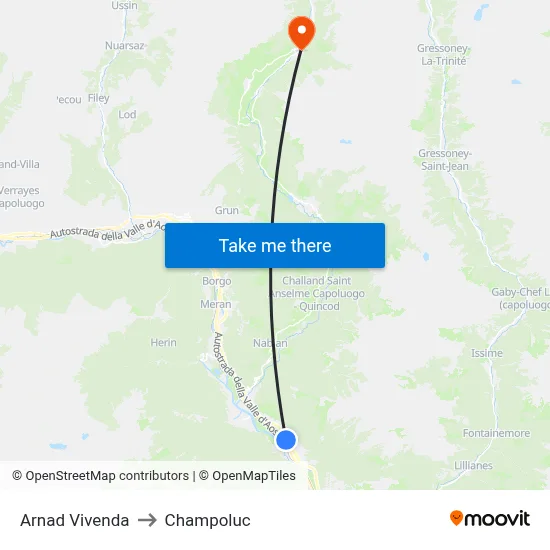 Arnad Vivenda to Champoluc map