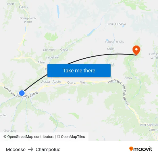 Mecosse to Champoluc map