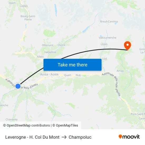 Leverogne - H. Col Du Mont to Champoluc map