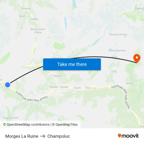 Morgex La Ruine to Champoluc map