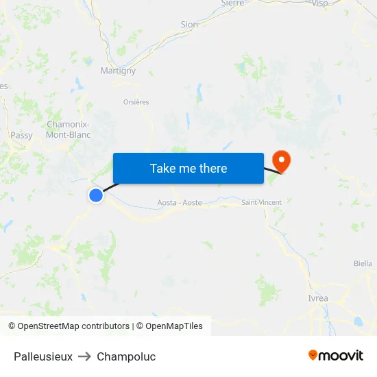 Palleusieux to Champoluc map