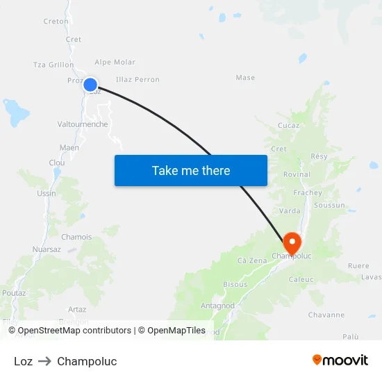 Loz to Champoluc map