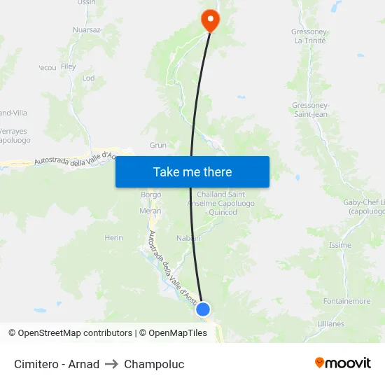 Cemetery - Arnad to Champoluc map