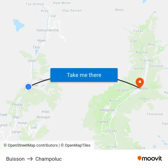 Buisson to Champoluc map