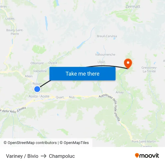 Variney / Junction to Champoluc map