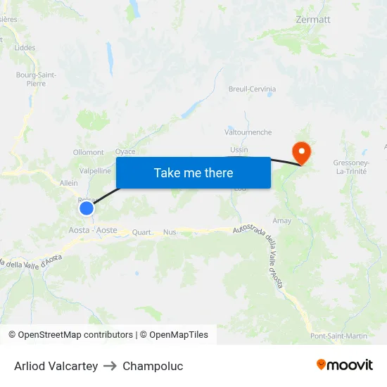 Arliod Valcartey to Champoluc map