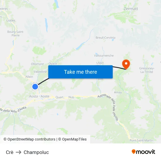 Crè to Champoluc map