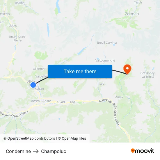 Condemine to Champoluc map