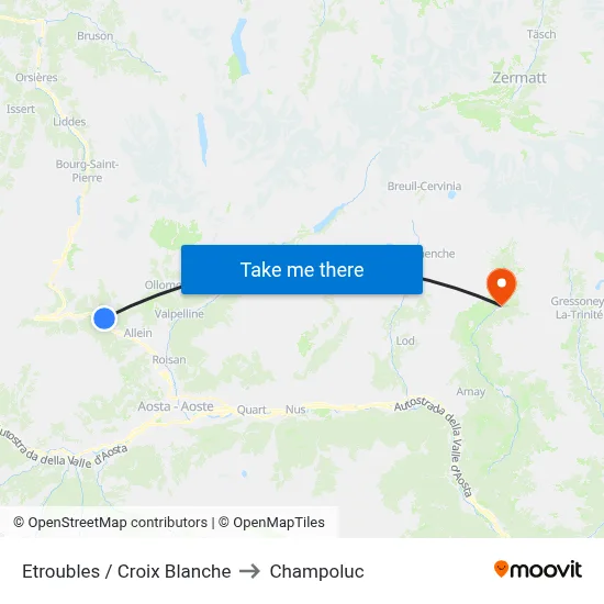 Etroubles / White Cross to Champoluc map