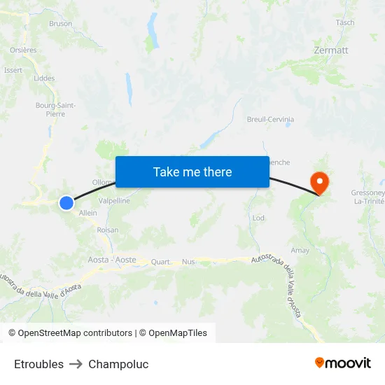 Etroubles to Champoluc map