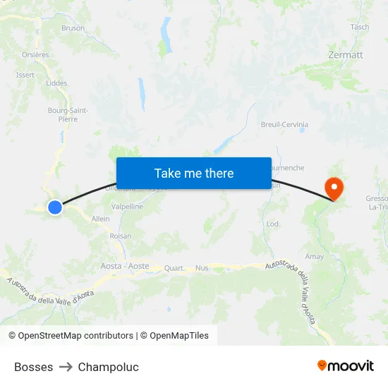 Bosses to Champoluc map