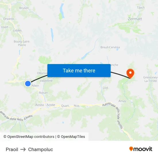Praoil to Champoluc map