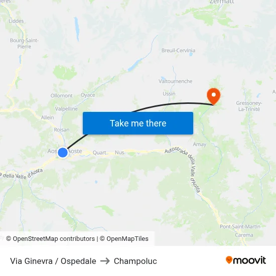 Geneva Street / Hospital to Champoluc map