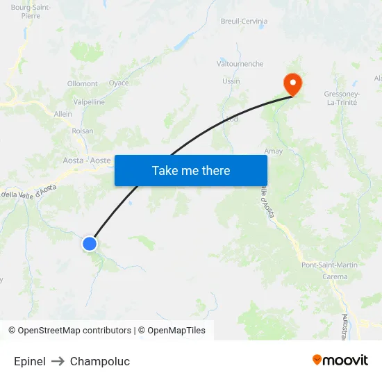 Epinel to Champoluc map