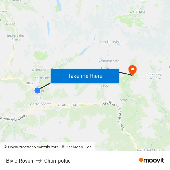 Roven Junction to Champoluc map