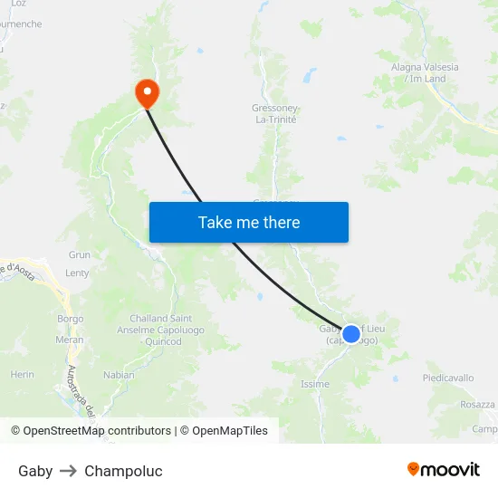 Gaby to Champoluc map