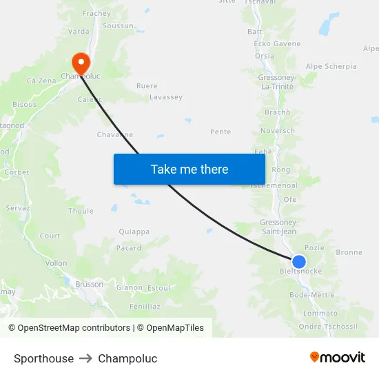 Sports House to Champoluc map