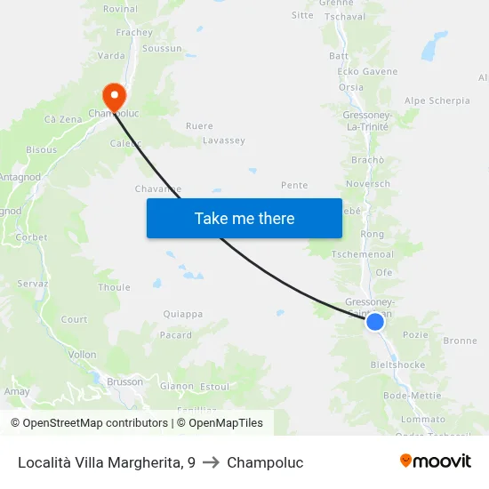 Villa Margherita Location, 9 to Champoluc map