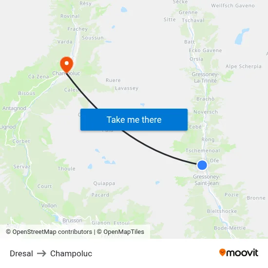 Dresal to Champoluc map
