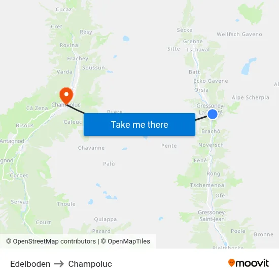 Edelboden to Champoluc map
