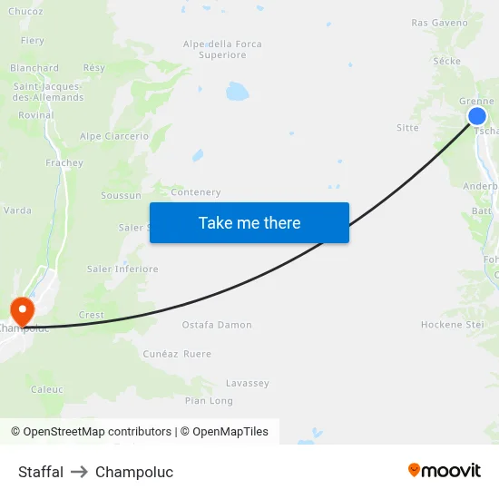 Staffal to Champoluc map