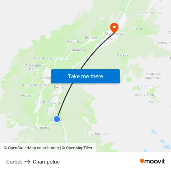 Corbet to Champoluc map