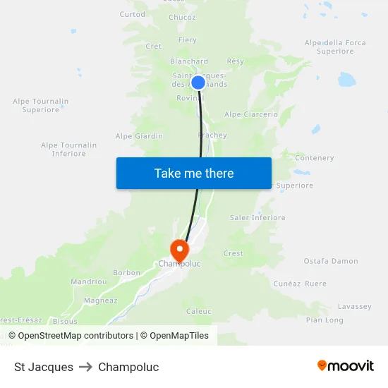 St Jacques to Champoluc map