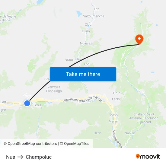 Nus to Champoluc map