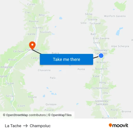 La Tache to Champoluc map