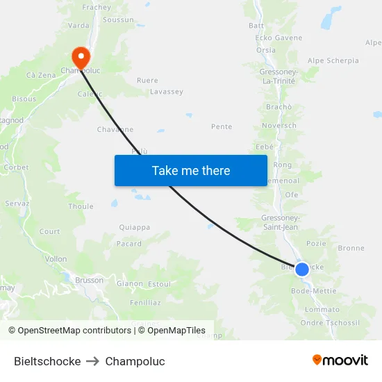 Bieltschocke to Champoluc map