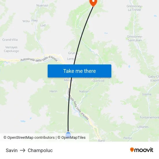 Savin to Champoluc map