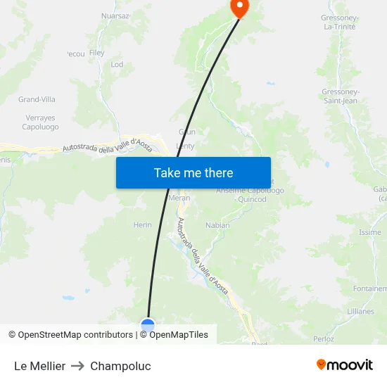 Le Mellier to Champoluc map