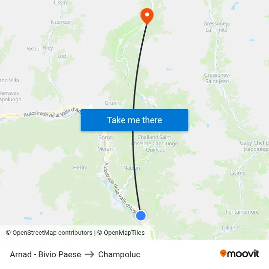 Arnad - Village Junction to Champoluc map