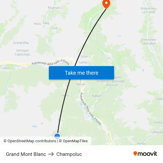 Grand Mont Blanc to Champoluc map