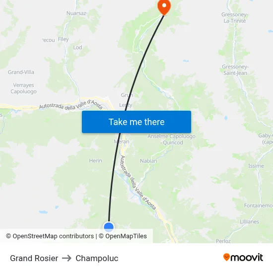 Grand Rosier to Champoluc map
