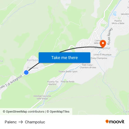 Palenc to Champoluc map