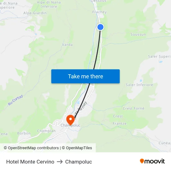 Hotel Monte Cervino to Champoluc map