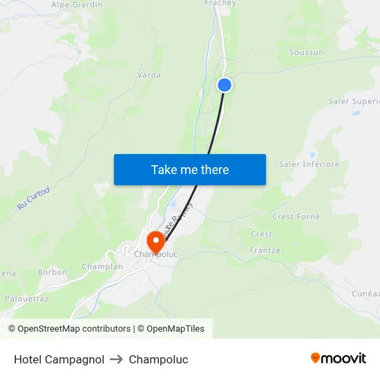 Hotel Campagnol to Champoluc map